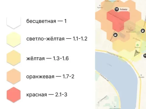 Суроо-талап коэффициенти картада көрүнөт: сектор канчалык күрөң, көбөйтүүчү ошончолук жогору